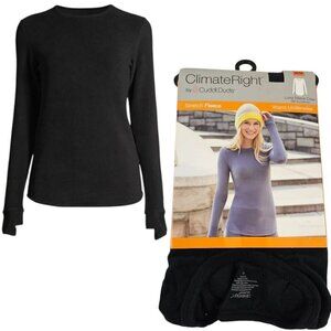 Cuddl Duds Women’s Pullover Fleece Long Sleeve Crew Neck Thumbholes Top – Medium